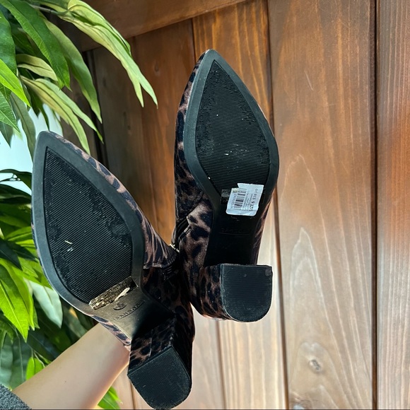 Velvet Cheetah Print Block Heel Ankle Booties - Picture 5 of 5